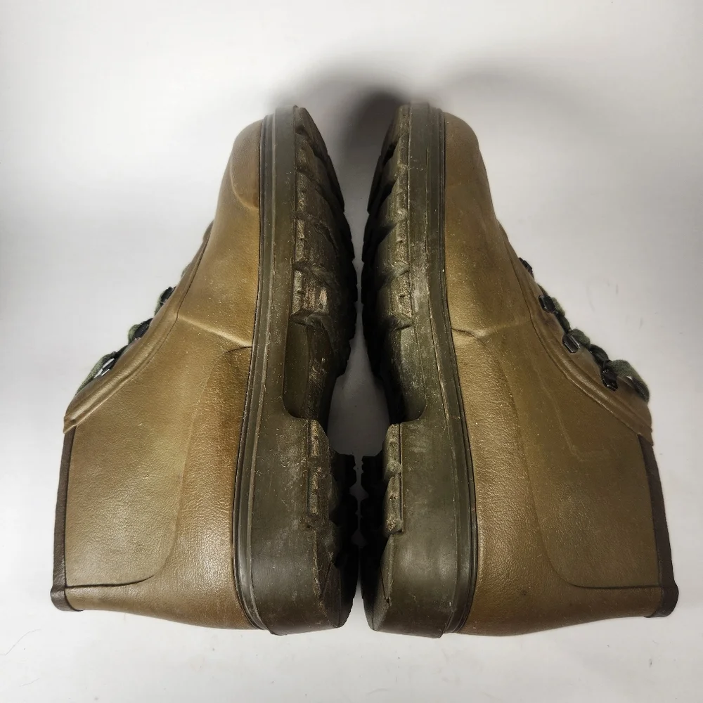 LE CHAMEAU Womens Rain Boot Size 9 EU 41 Khaki Made France Lace Up Garden - Picture 8 of 10